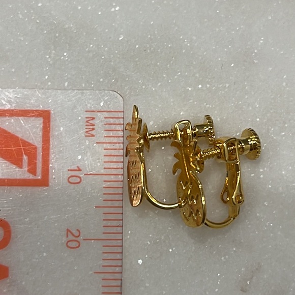 Pineapple Clip-On Earrings (Gold Metal) - Picture 4 of 4